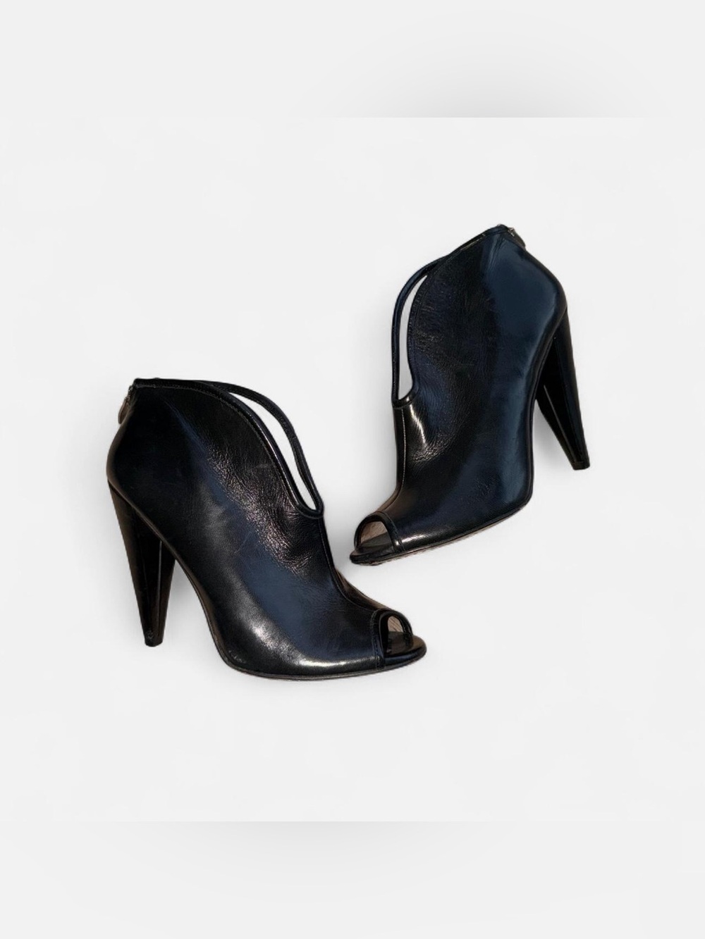 Vince Camuto Black Leather Peep-Toe High Heel Ankle Booties